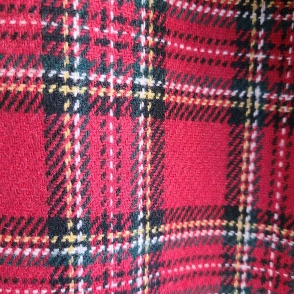 Vintage Red Plaid Blazer Tag sz 14 Velvet Collar Boyfriend 1 Button Christmas - Picture 3 of 9